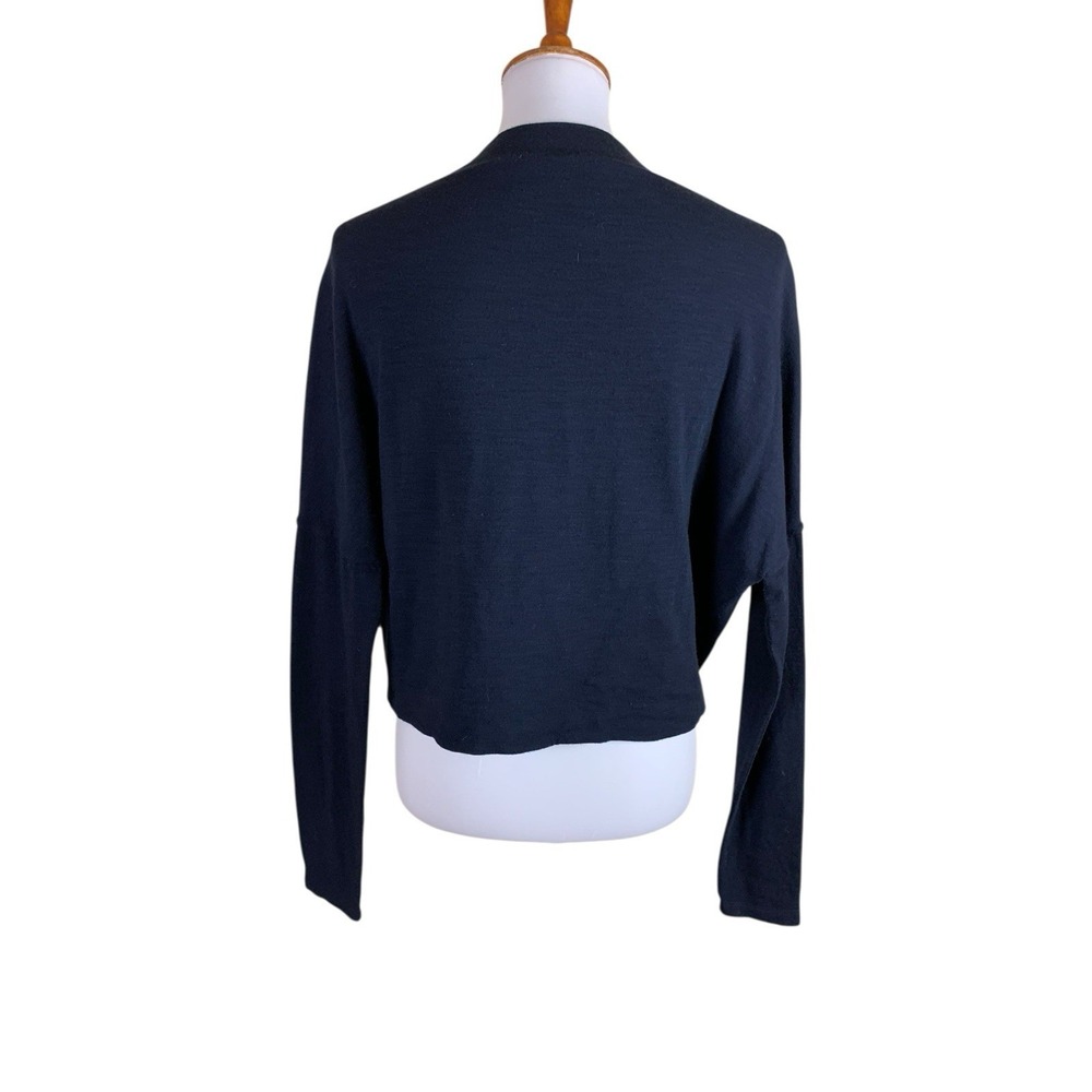 Hache Blue Tie Front Top Wool Blend Long Sleeve Minimalist Italy 42 - Picture 2 of 4